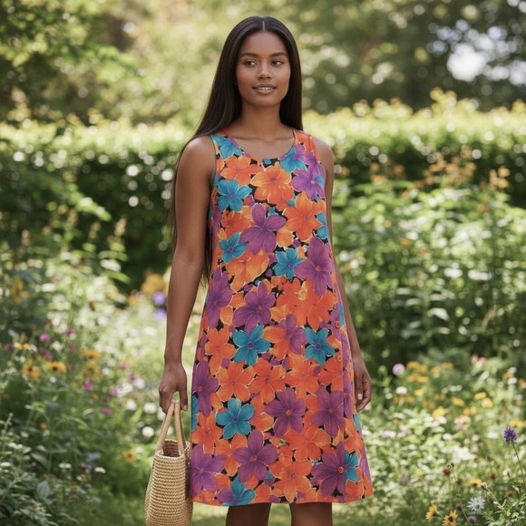 Daffodil By Lounges Dresses & Skirts - Daffodil By Loungees Tropical Floral Dress XL Sleeveless Orange Vacation Resort